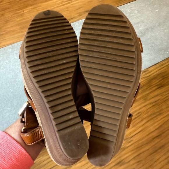 Tory Burch Womans Sandals Brenden Brown Leather Cork Wedge Size 10 - Picture 14 of 14